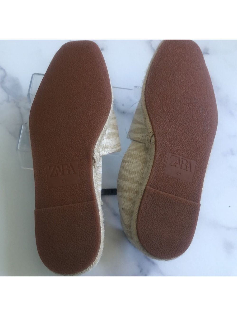 Zara Low Heel Cream  Zebra Animal Print Espadrilles Size EUR 41 US 10 NWT - Picture 4 of 11